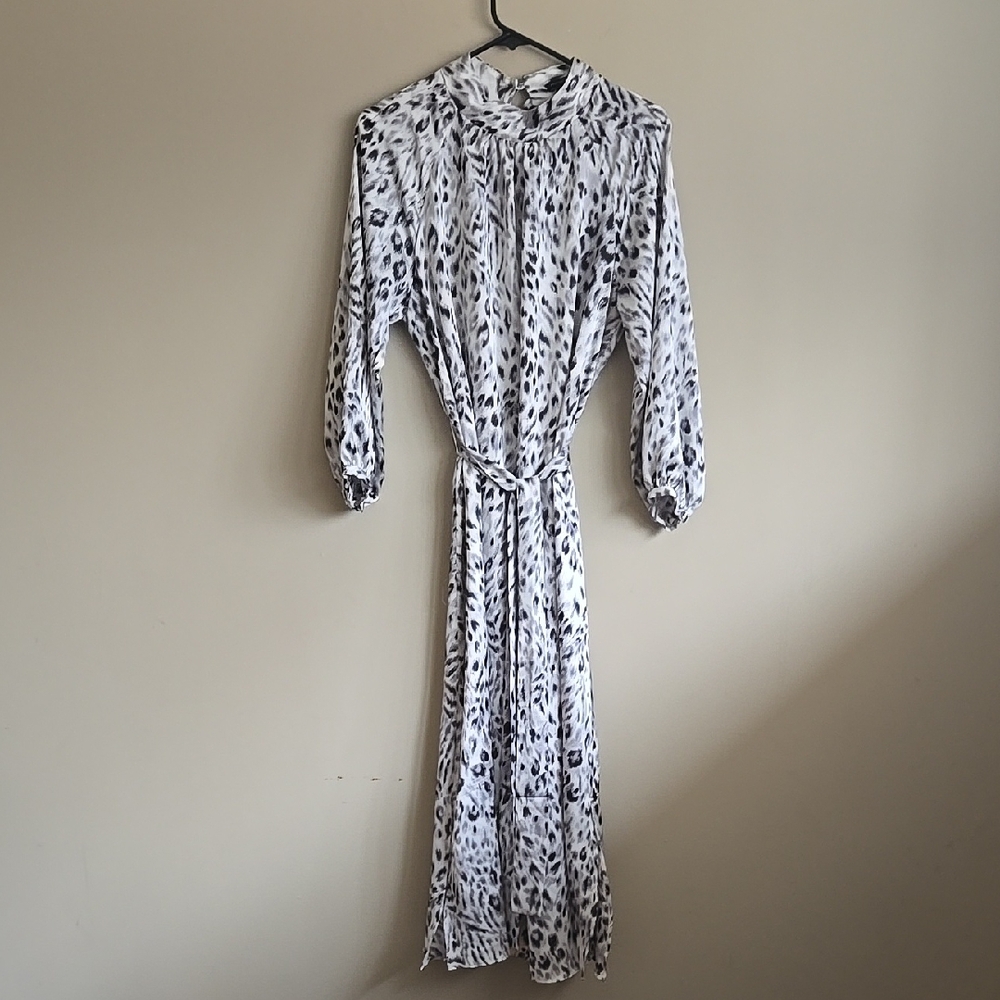 ANN TAYLOR Black and White Animal Cheetah Leopard Print Dress M Medium